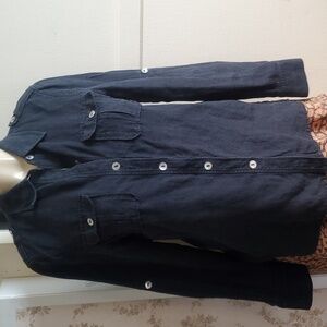 Emma Sofia 100% linen button up Roll Tab Sleeve blouse Size 8